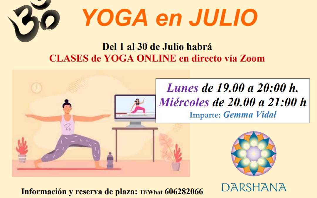 Clases Yoga Julio – Online en directo